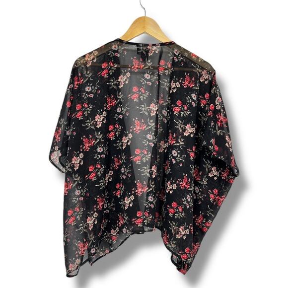Angie Kimono Black Floral Women’s S Boho Festival Coverup - Picture 2 of 5